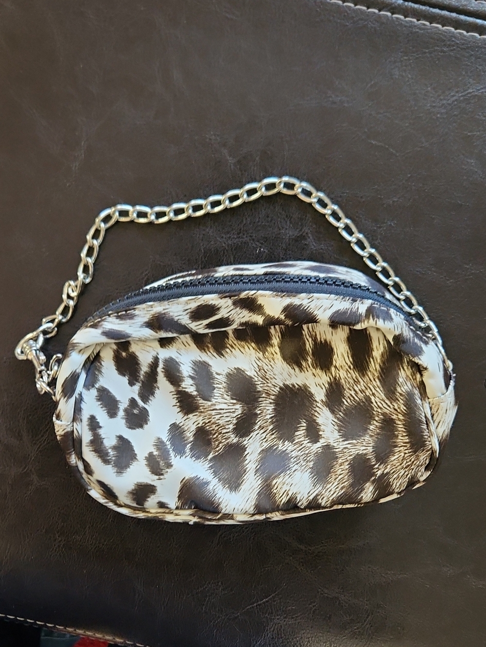 Kathy Van Zeeland Leopard Print Mini Crossbody - Black & Cream